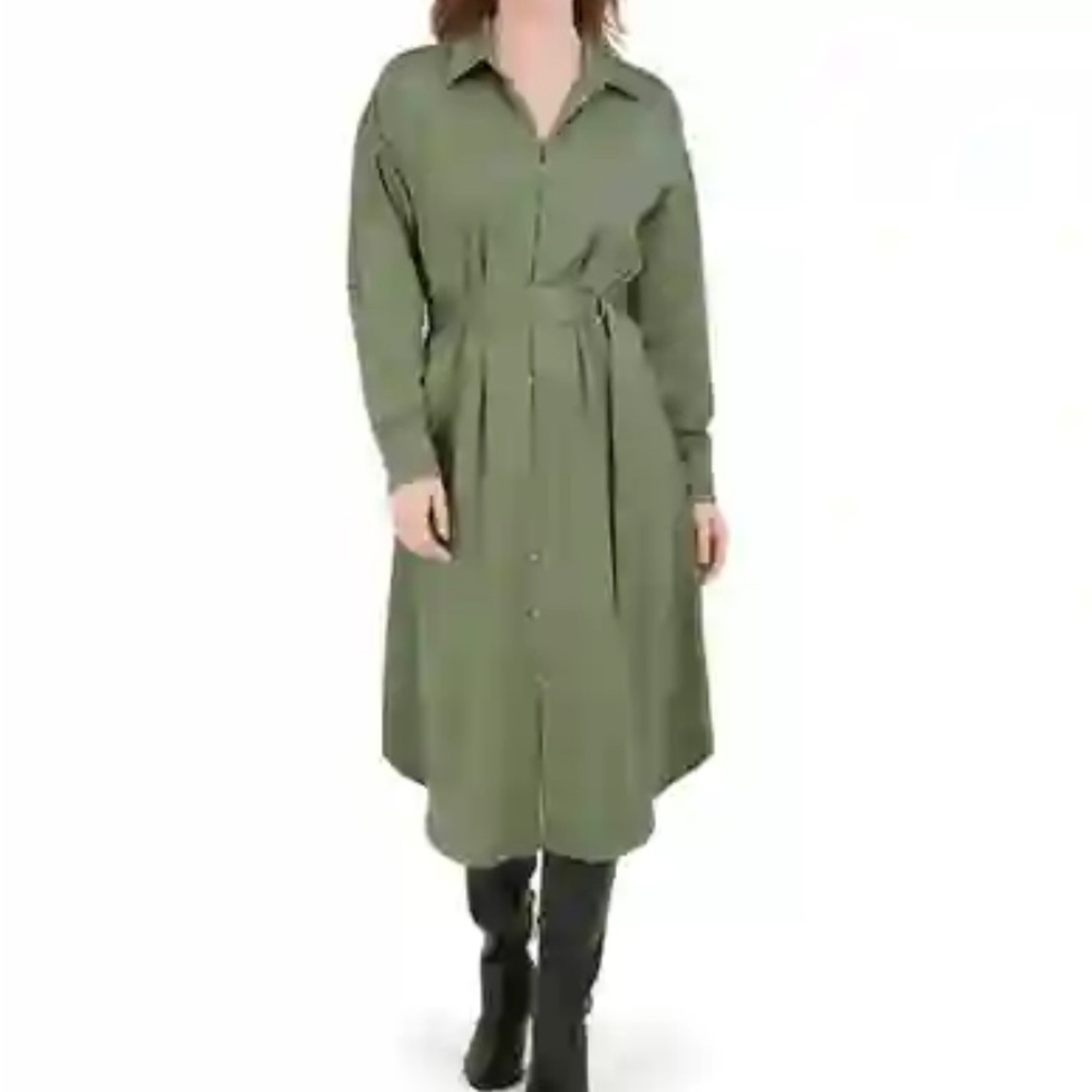 French Connection Green Dolman Sleeve Shirt Dress - Picture 1 of 2